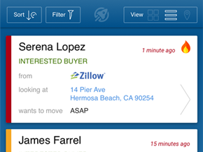 Realty Agent Native App Lead List View