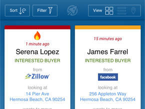 Realty Agent Native App Lead Tile View