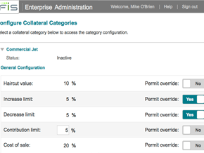Collateral Application Category Configuration